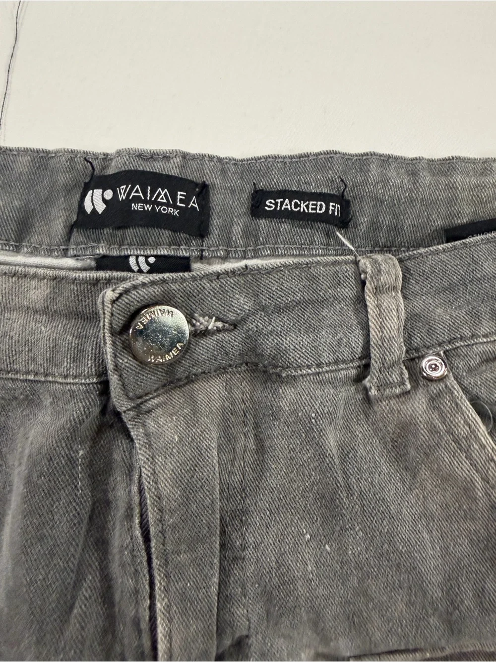 Men's Gray Cargo Pants Multiple Flap Pockets Waimea Relaxed Grey wash 38x32